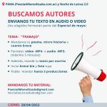 Nueva convocatoria para escritores, tema: “trabajo”